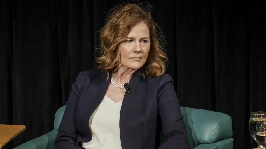 Supreme Court Justice Amy Coney Barrett during a panel discussion at the Civic Learning Week National Forum at George Washington University on March 12, 2024.