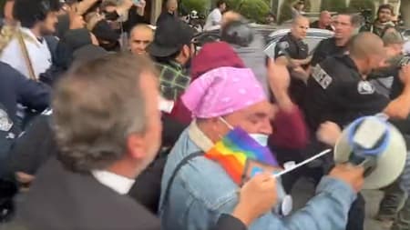 Brawl Erupts Outside L.A. School Board Meeting on LGBTQ+ Rights