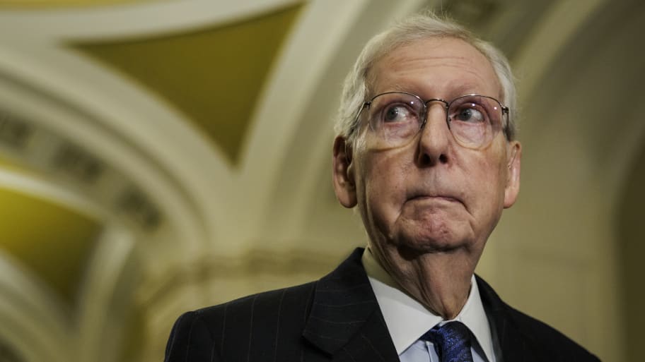 Senate Minority Leader Mitch McConnell (R-KY) speaks during a press conference following the Republicans weekly policy luncheon on January 23, 2024 in Washington, DC.