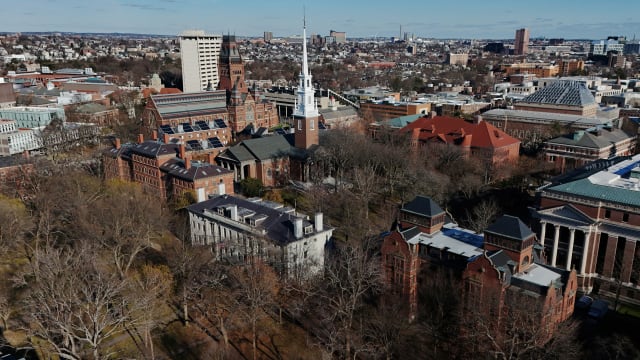 Aerial view of Harvard University.
