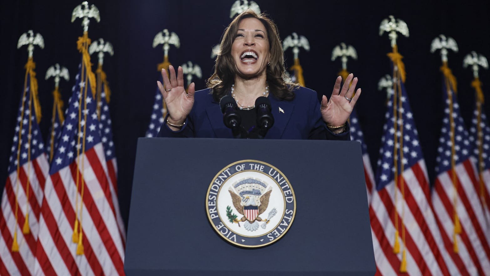 U.S. Vice President and Democratic Presidential candidate Kamala Harris speaks at West Allis Central High School during her first campaign rally in Milwaukee, Wisconsin