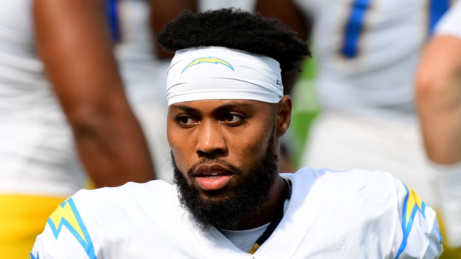 Jessie Lemonier playing for the Los Angeles chargers