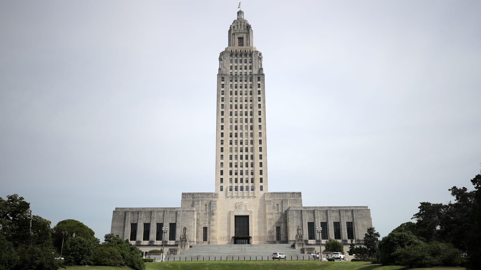 A general view of the Louisiana State Capitol prior to a rally against Louisiana's stay-at-home order and economic shutdown on April 17, 2020 in Baton Rouge, Louisiana. 