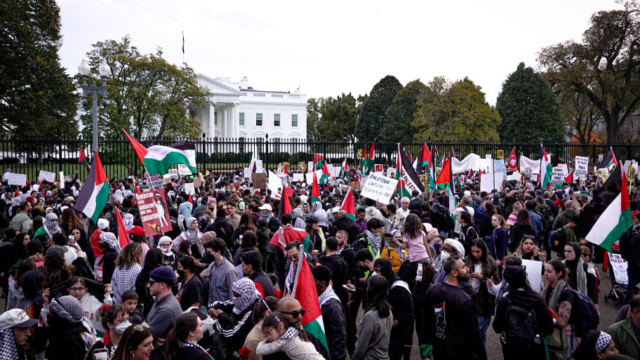 Pro-Palestine march outside the White House.