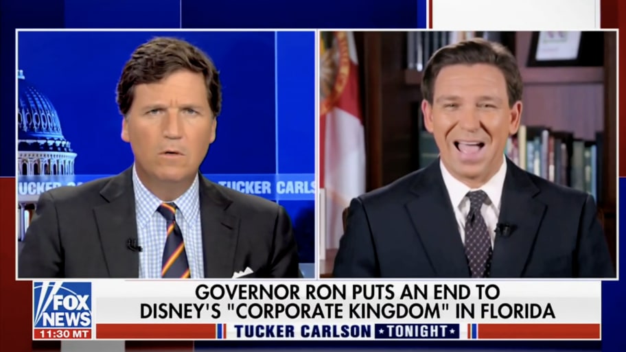 Florida Governor Ron DeSantis and Tucker Carlson discuss the end of Disney’s self-governing district.