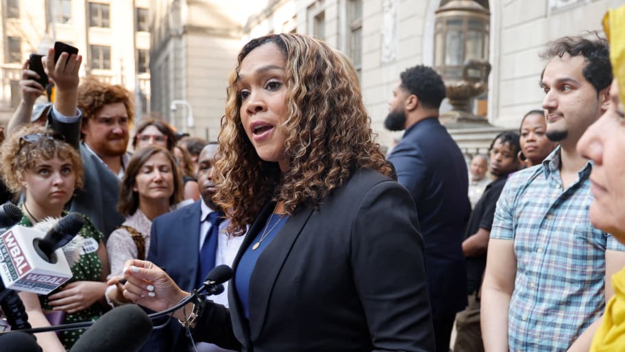 Marilyn Mosby speaks to the press after a judge overturned Syed's murder conviction and set him free