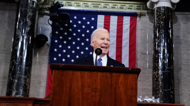 US President Joe Biden delivers his third State of the Union address in the House Chamber of the US Capitol in Washington, DC, USA, 07 March 2024