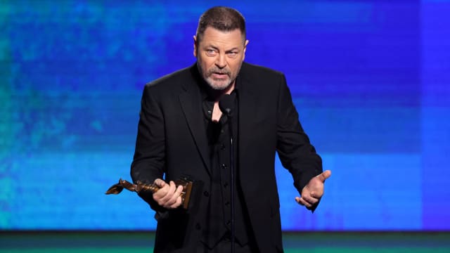 Nick Offerman speaks on stage during the Independent Spirit Awards.
