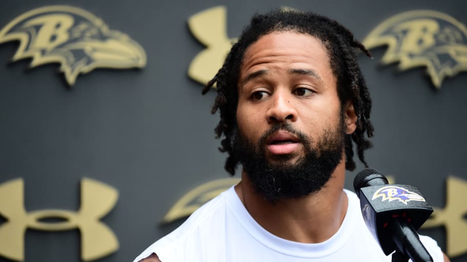 Baltimore Ravens safety Earl Thomas III (29) addresses the media during minicamp at Under Armour Performance Center. 