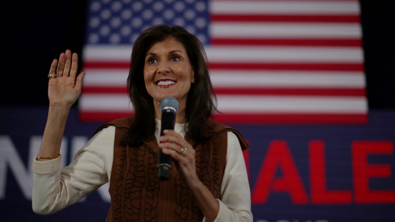 Nikki Haley speaks at a campaign town hall in Atkinson, New Hampshire, U.S., December 14, 2023.  