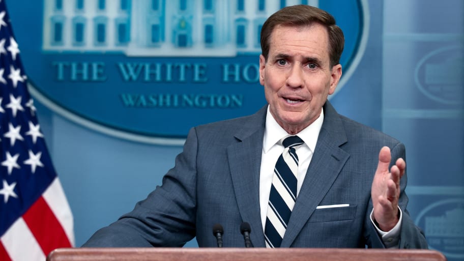 NSC Coordinator for Strategic Communications John Kirby answers questions during the daily press briefing at the White House in Washington, U.S., May 31, 2023. 