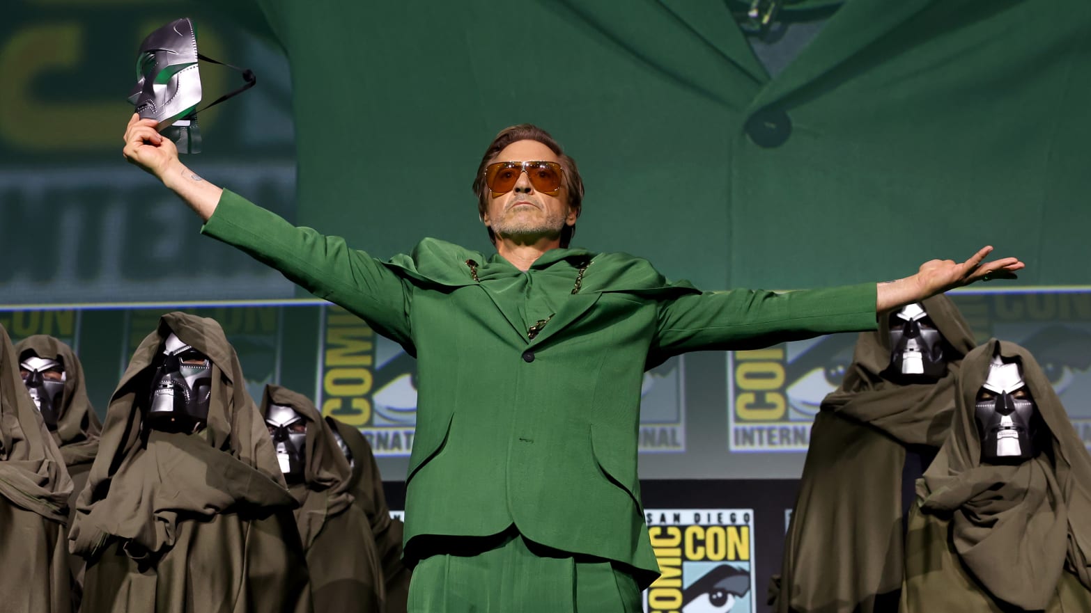 Robert Downey Jr. at the Marvel Studios Panel at SDCC in 2024.