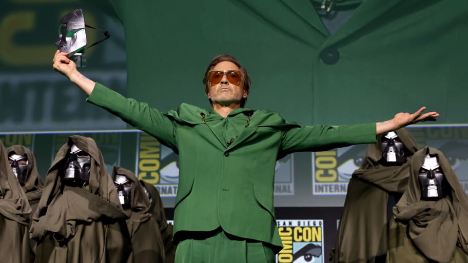 Robert Downey Jr. at Comic-Con 2024 announcing himself as Dr. Doom.