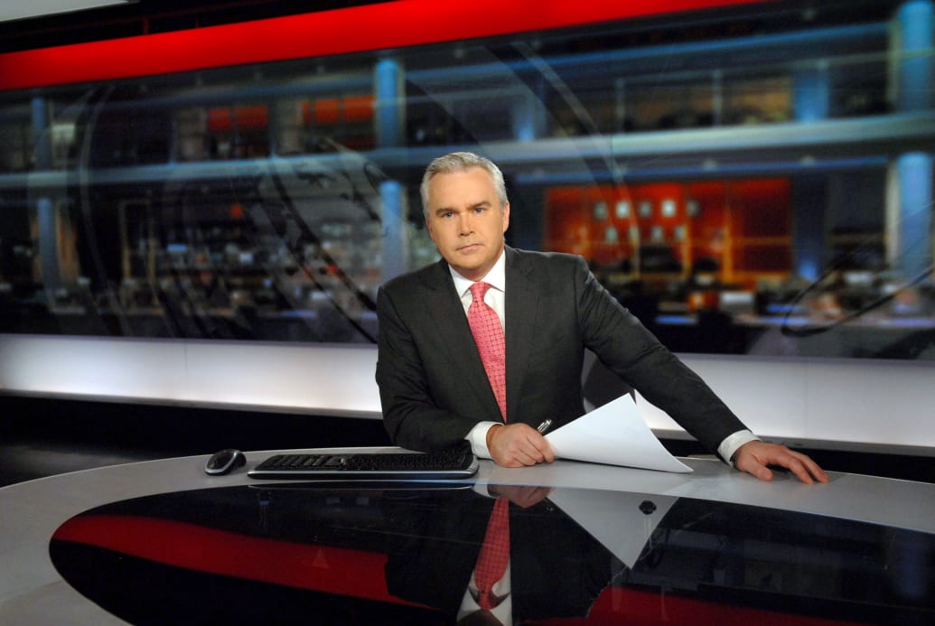 Huw Edwards in the N9 news studio for the BBC’s “News at Ten.”