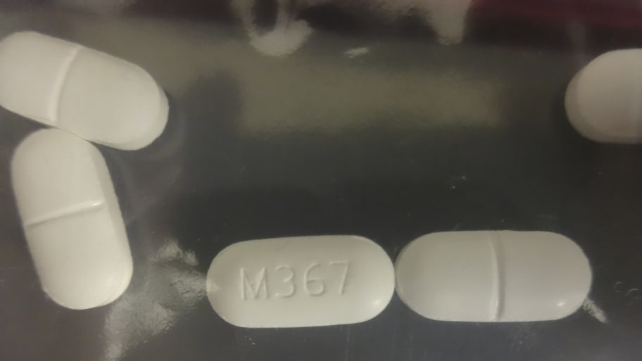A seized counterfeit hydrocodone tablets in the investigation of a rash of fentanyl overdoses in northern California.