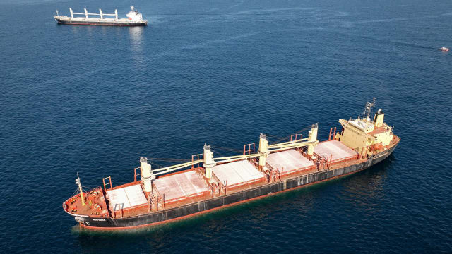Cargo ship Rubymar is seen in the Black Sea off Kilyos in 2022