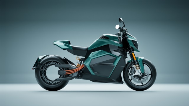 The Verge TS Ultra electric motorcycle displayed against a white background