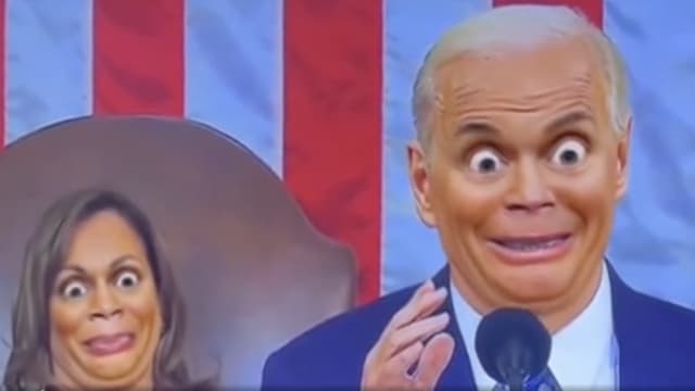 Trump applies Snapchat filters to troll Joe Biden during his State of the Union address.