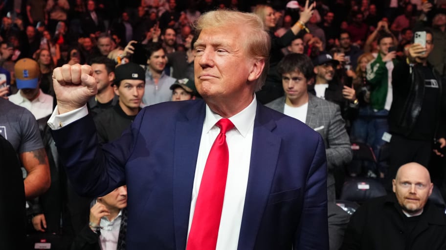 Former U.S. President Donald Trump is seen during the UFC 295 event at Madison Square Garden