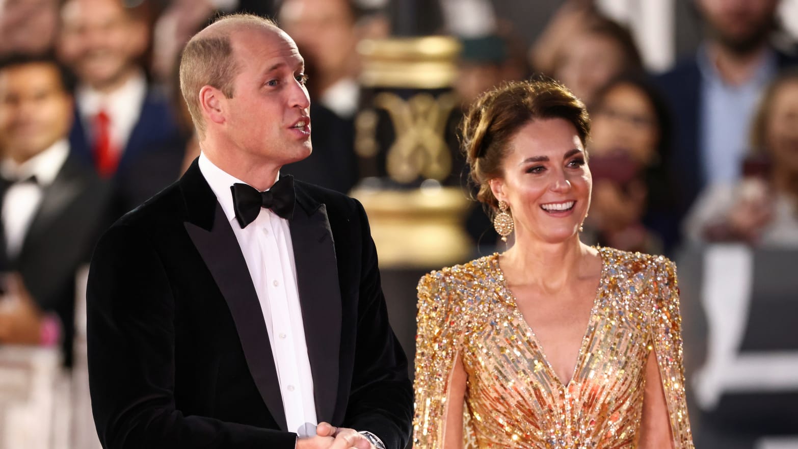 Britain's Prince William and Catherine, Duchess of Cambridge, arrive at the world premiere of the new James Bond film "No Time To Die" at the Royal Albert Hall in London, Britain, September 28, 2021.