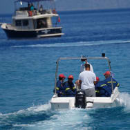 Emergency services leave Agia Marina in Symi, Greece, where the body of TV doctor and columnist Michael Mosley