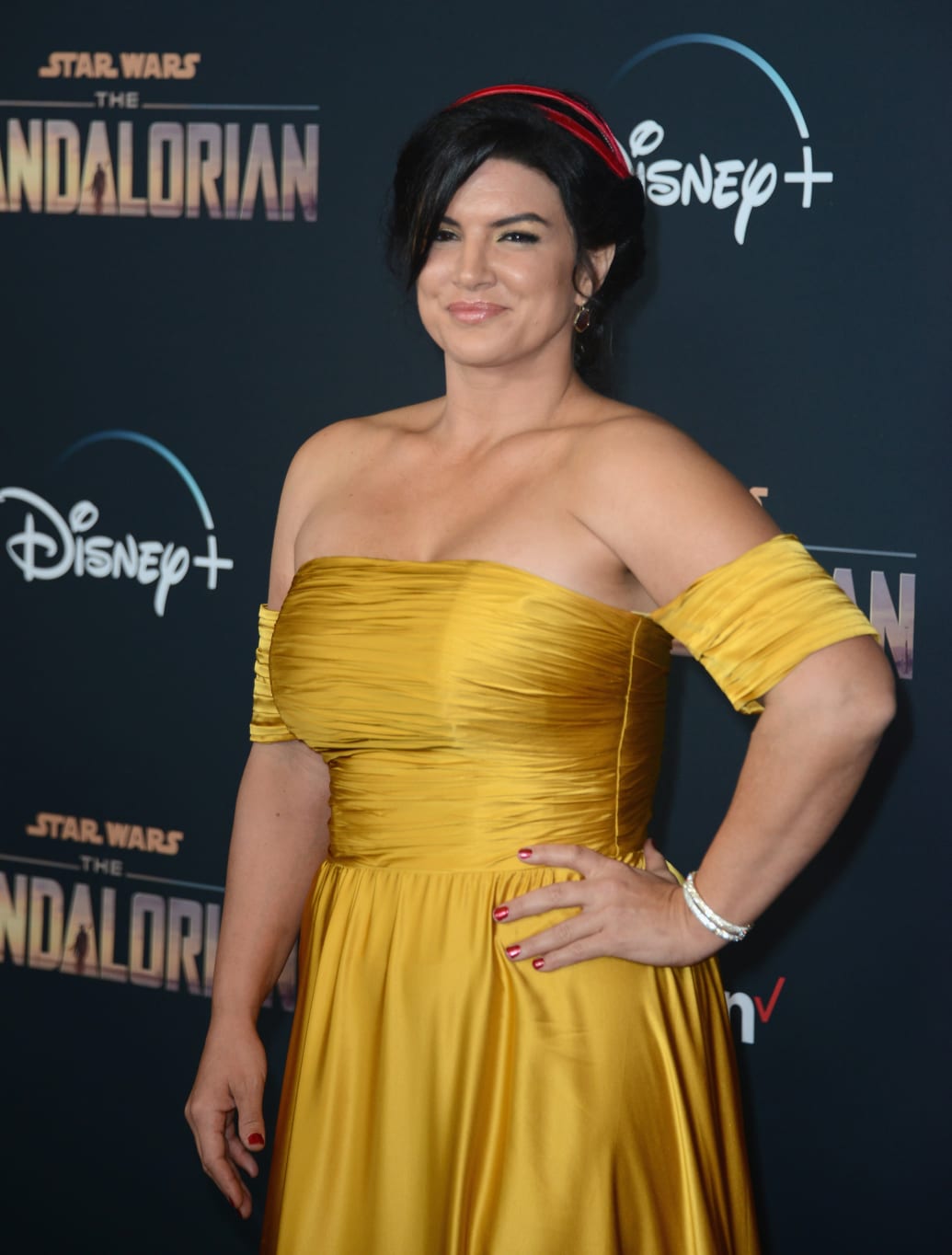 Gina Carano arrives for the premiere Of Disney+'s The Mandalorian  held at El Capitan Theatre