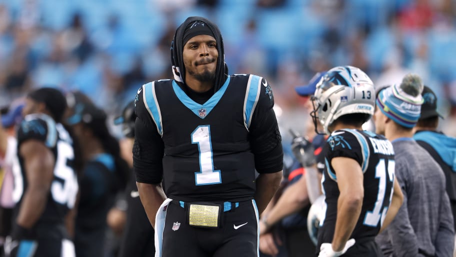 Cam Newton #1 of the Carolina Panthers in 2021