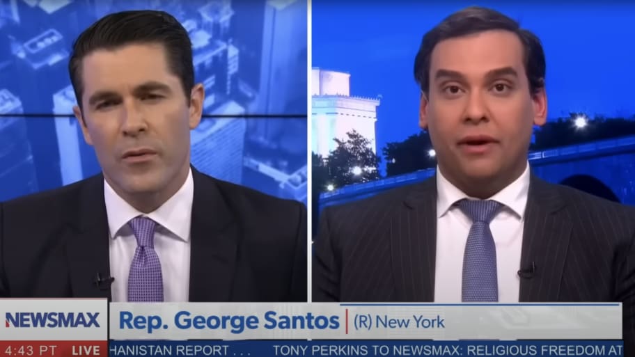 George Santos discusses his record of lying on Newsmax.