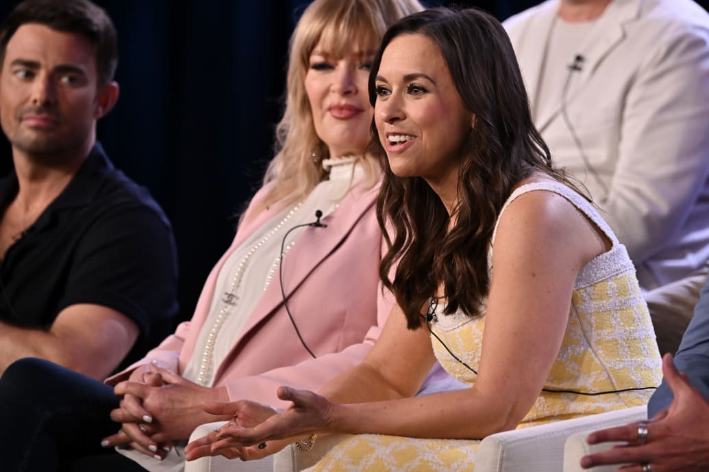 Jonathan Bennet, Melissa Peterman, and Lacey Chabert attend the Hallmark+ Unscripted Panel