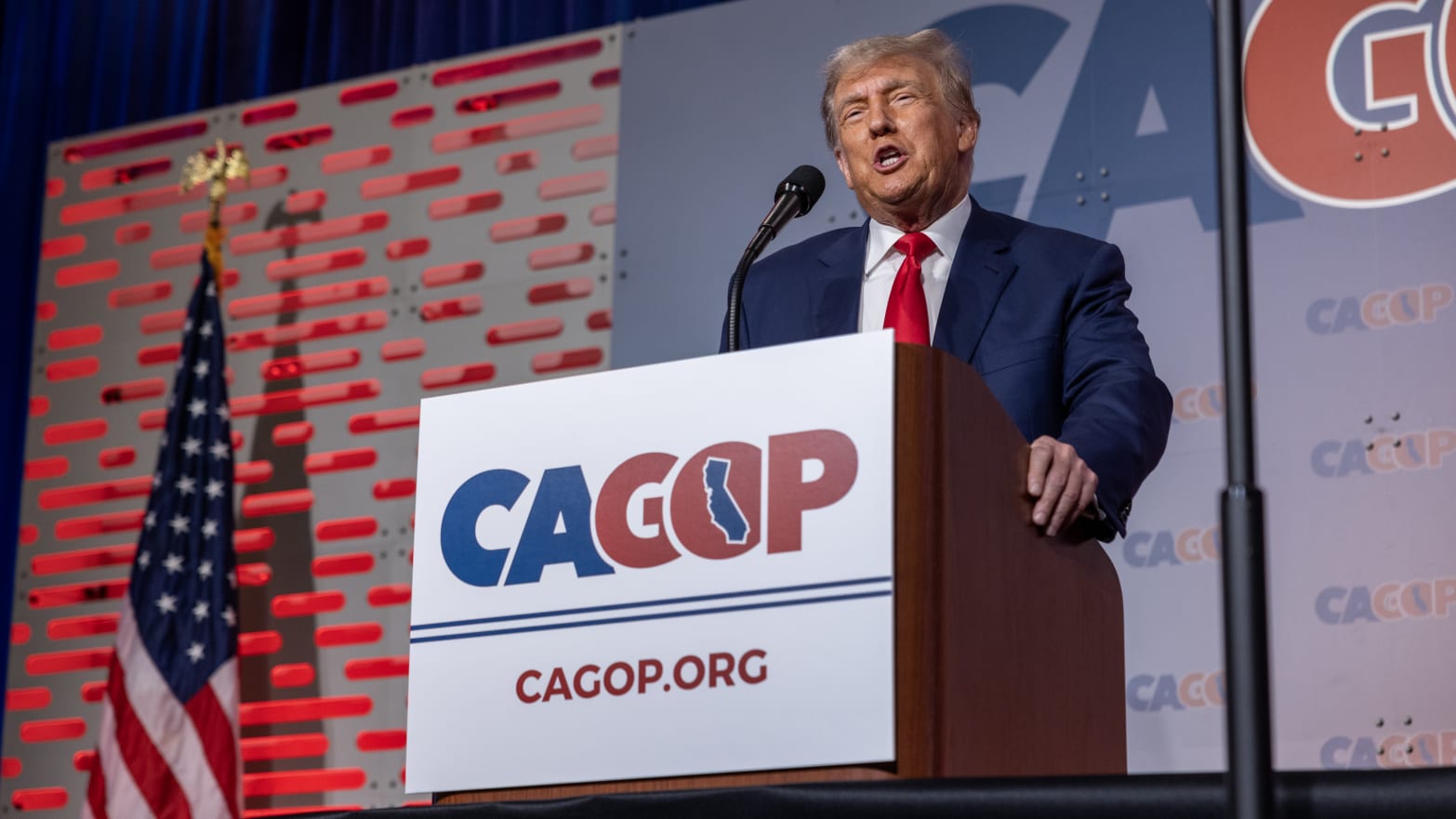 Former U.S. President Donald Trump speaks at the California GOP Fall convention.