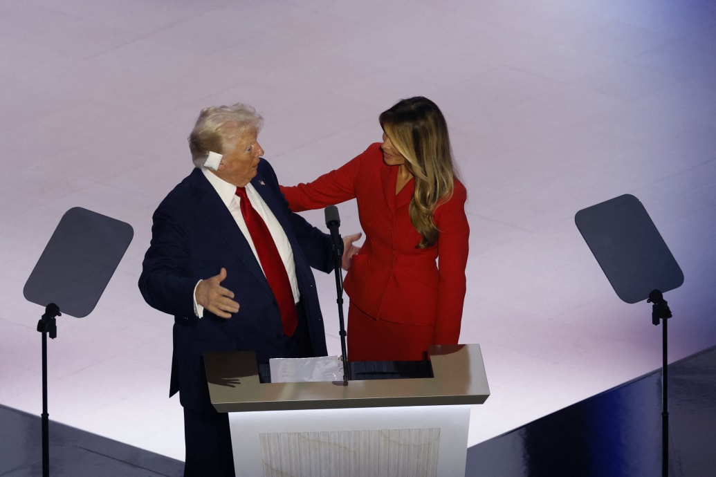 Trump and Melania on stage at the RNC