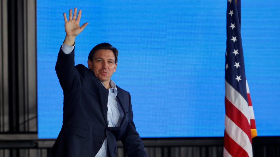Florida Governor and likely 2024 Republican presidential candidate Ron DeSantis arrives to speak as part of his Florida Blueprint tour in Pinellas Park, Florida, March 8, 2023.