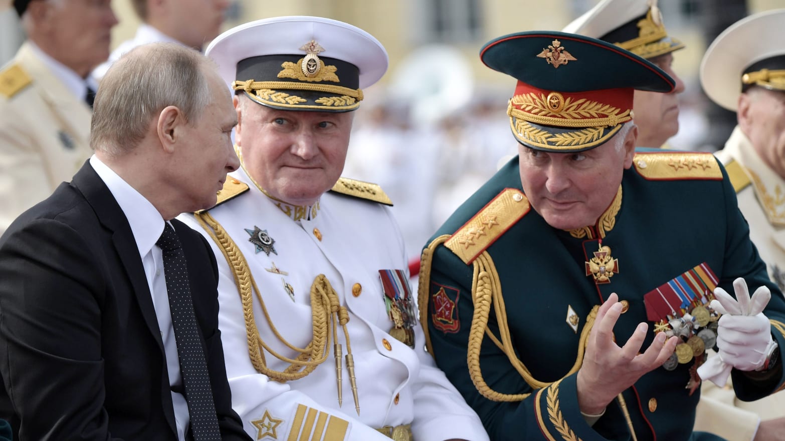 Russian President Vladimir Putin, Commander-in-Chief of the Russian Navy Vladimir Korolev, and Andrei Kartapolov, speak