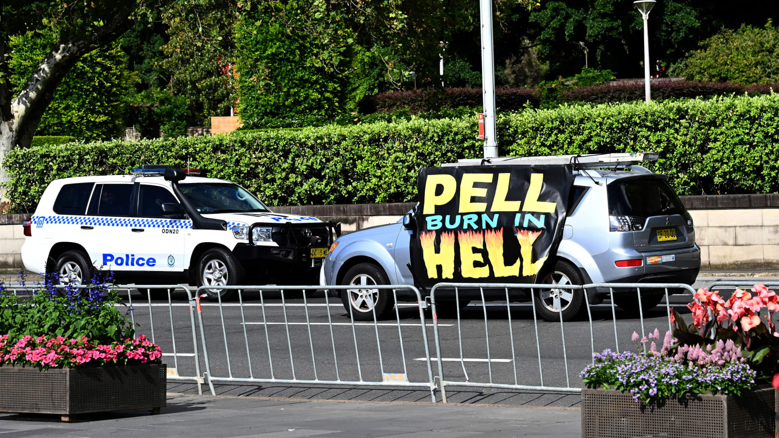 Scene outside Cardinal George Pell’s Sydney funeral.