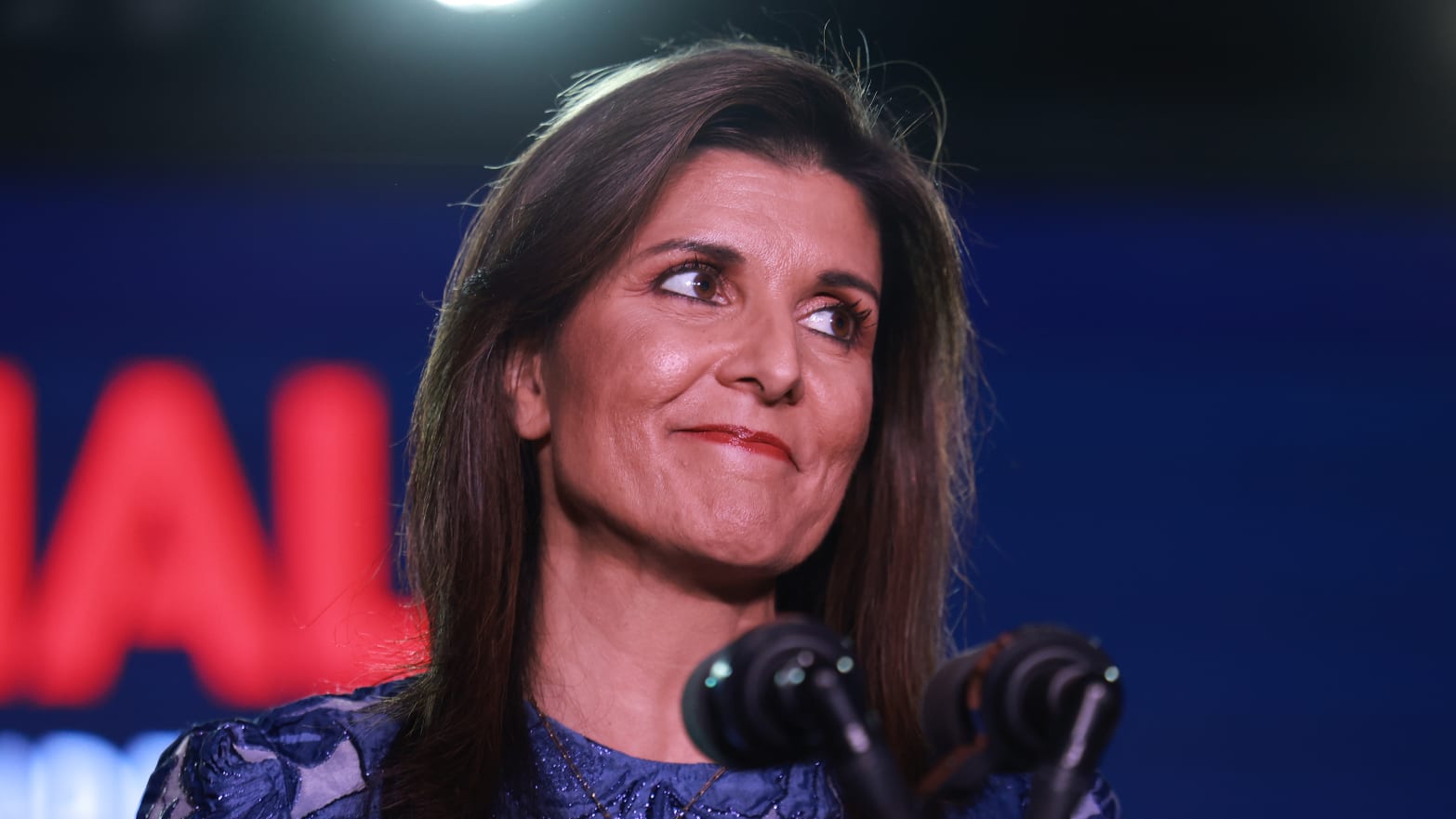 Nikki Haley delivers remarks at her primary night rally on January 23, 2024 in Concord, New Hampshire.