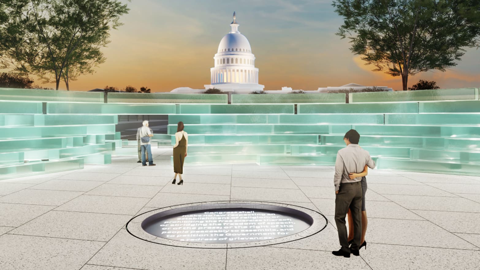 Artist renderings of the Fallen Journalist Memorial in Washington, D.C.