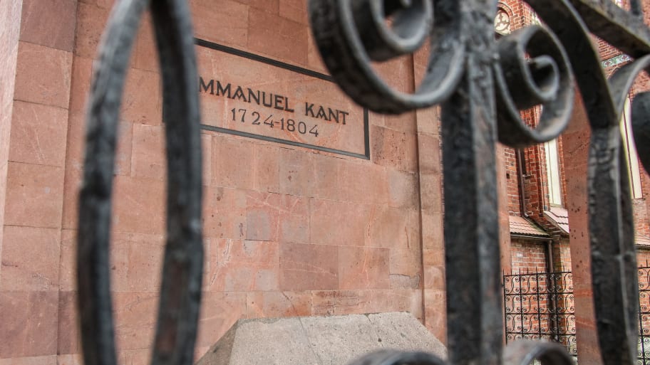 Tomb of Immanuel Kant outside the Cathedral of our lady and St. Adalbert (Konigsberger Dom - Knigsberg Cathedral)