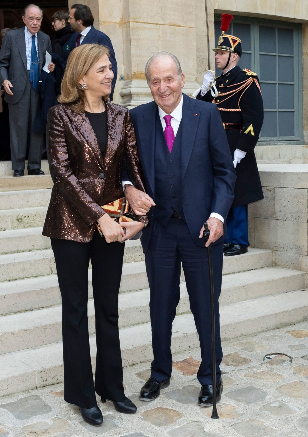 A photograph of Infanta Cristina of Spain and former King Juan Carlos of Spain.