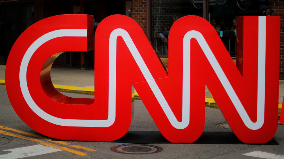 The CNN logo stands outside the venue of the second Democratic 2020 U.S. presidential candidates debate, in the Fox Theater in Detroit, Michigan, U.S., July 30, 2019.