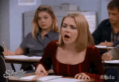 Gif showing Melissa Joan Hart as Sabrina the Teenage Witch