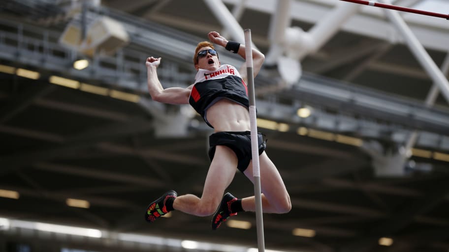 Canada's Shawn Barber in action during the men's pole vault final for the IAAF Diamond League in London.