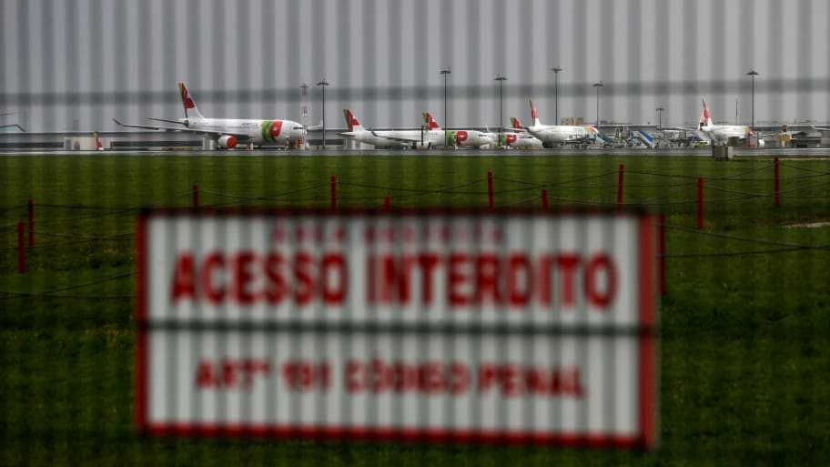 Planes are seen at Lisbon's airport, Portugal, December 11, 2020. 