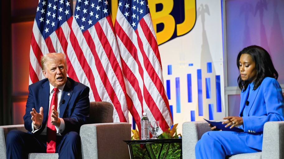 Former President Donald Trump speaks on a panel of the National Association of Black Journalists 