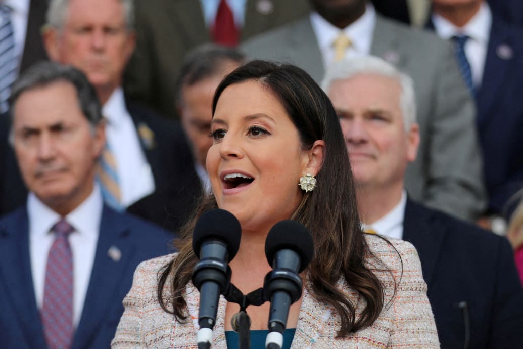 Rep. Elise Stefanik speaks about the Republican Party’s upcoming legislative agenda and accomplishments in the first 100 days of holding the majority in the House of Representatives