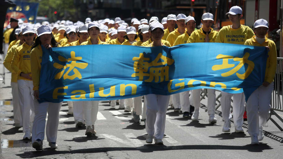 Falun Gong demonstrators in New York City