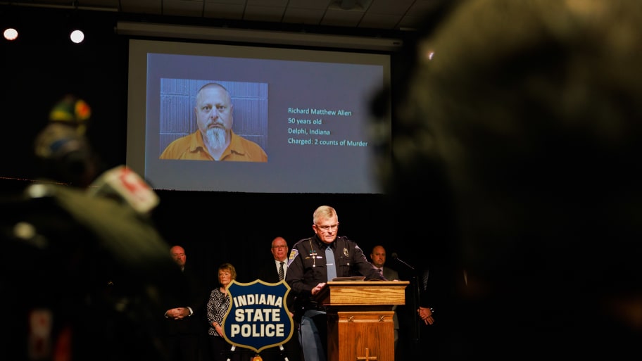 Indiana State Police Superintendent Doug Carter speaks during a press conference after they arrested Richard Allen