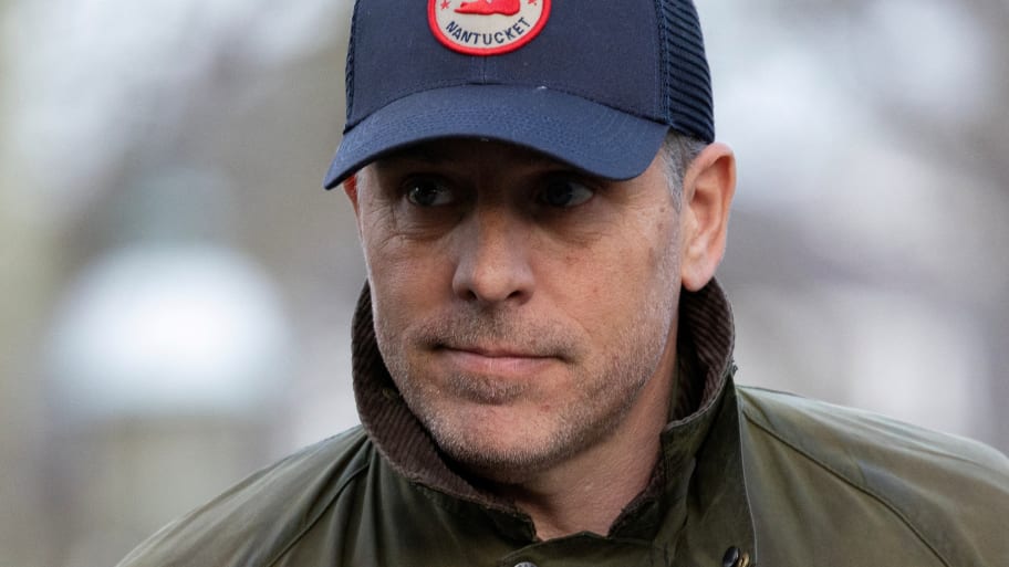 Hunter Biden wears a hat as he walks in Nantucket, Massachusetts.