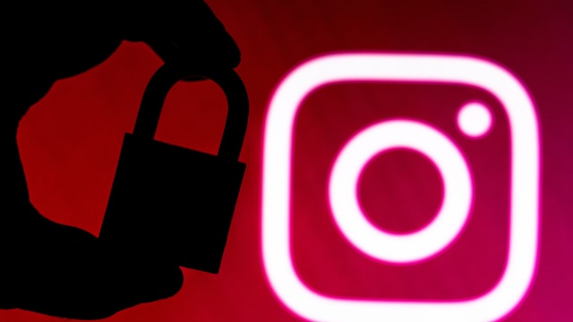 In this photo illustration a padlock appears next to the Instagram logo.