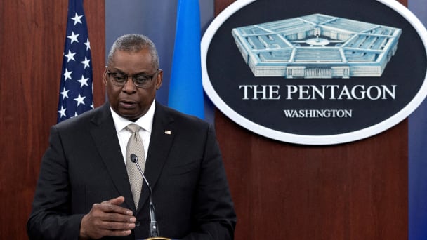 U.S. Defense Secretary Lloyd Austin speaks during a press conference at the Pentagon