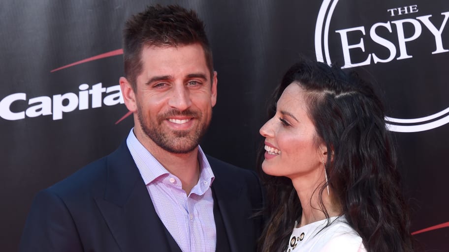 Actress Olivia Munn and NFL player Aaron Rodgers arrive at The 2016 ESPY awards.